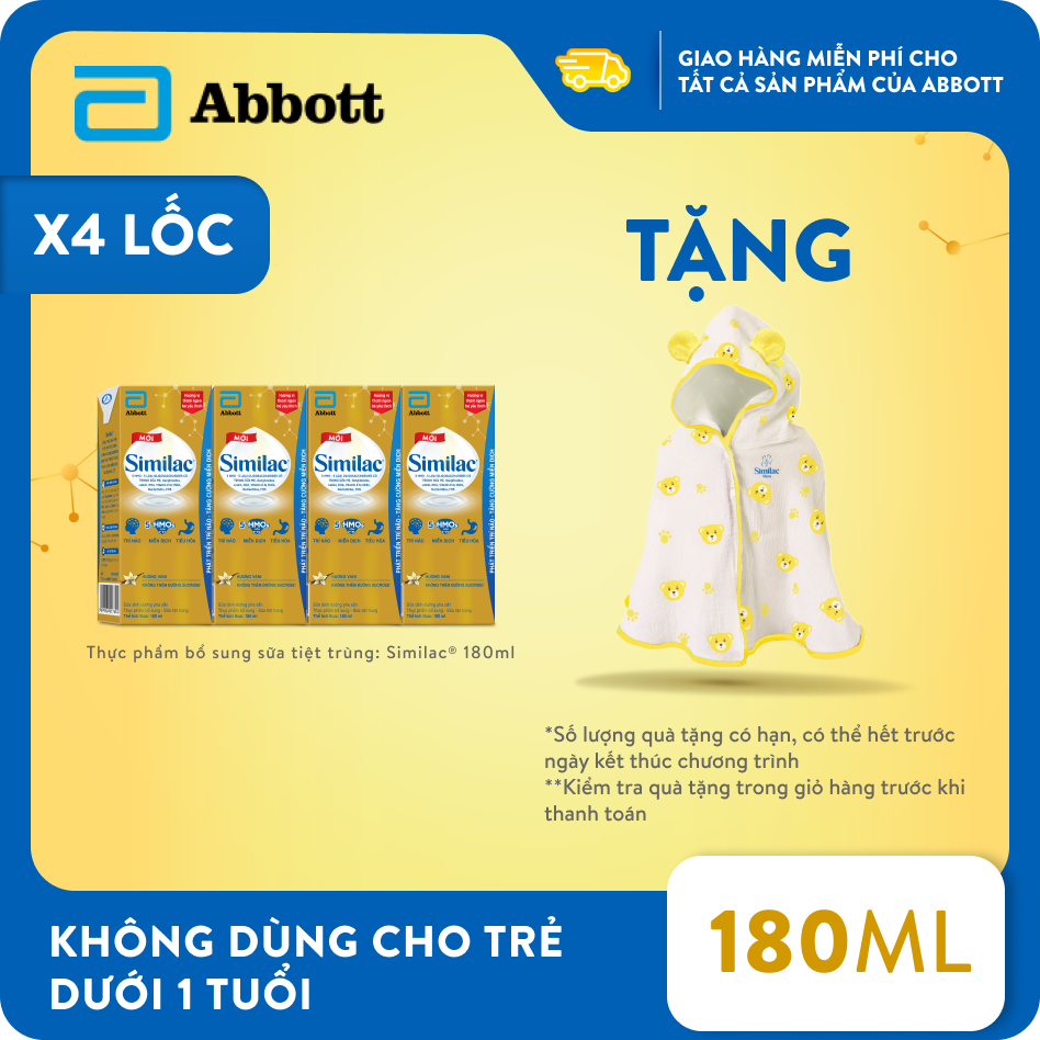 [Tặng Áo choàng cho bé] Combo 4 lốc Similac 180ml 