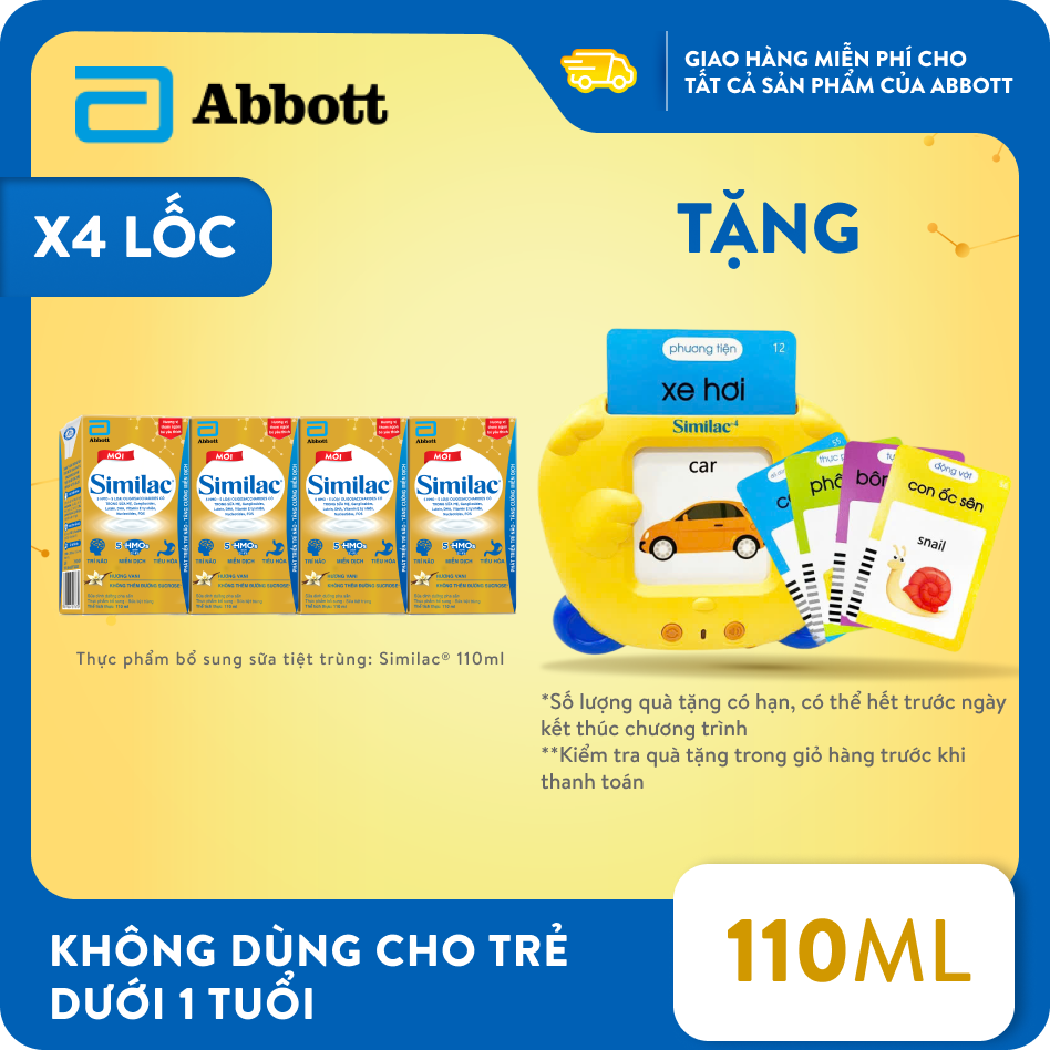 [Tặng bộ đọc thẻ thông minh] Combo 4 lốc Similac 110ml