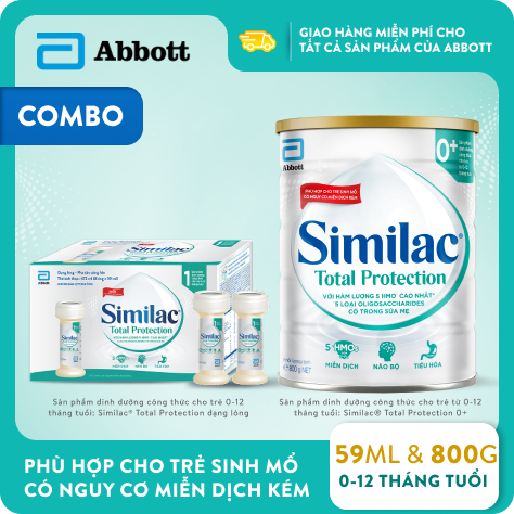 Combo 1 lon Similac Total Protection 0+ 800g + 8 ống Similac Total Protection dạng lỏng loại 59ml