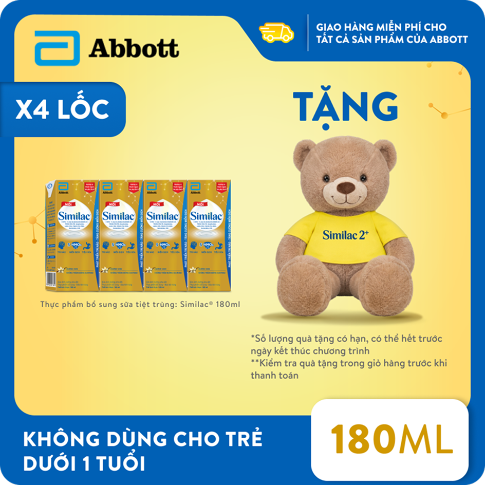Combo 4 lốc sữa Similac® pha sẵn 180ml tặng gấu bông