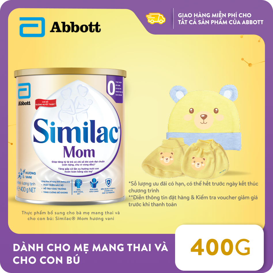 [Tặng bộ nón vớ tay chân] Similac Mom hương vani 400g