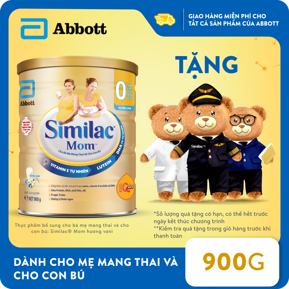 [Tặng gấu b&ocirc;ng nghề nghiệp] Similac Mom hương vani 900g